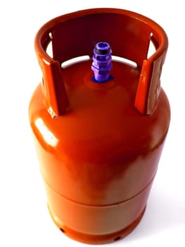 orange gas bottle isolated on a white background.