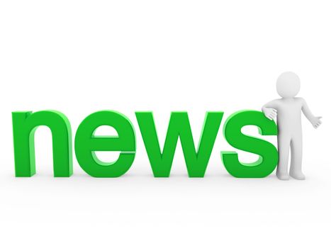 3d human news read green isolated white business
