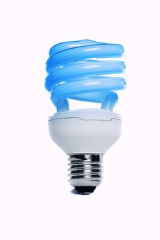 View of a energy efficiency light bulb isolated on a white background. 