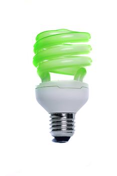 View of a energy efficiency light bulb isolated on a white background. 