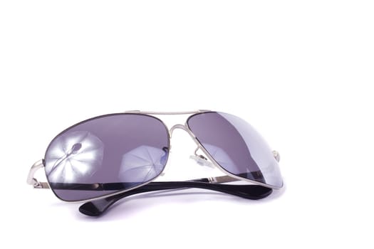 Close up view of some police style sunglasses.