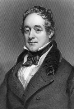 George Lyall (1779-1853) on engraving from 1837. Chairman of the Honourable East India Company in 1830. Engraved by H.Robinson after a painting by T.Phillips and published by G.Virtue.