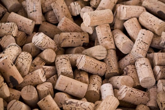 View of a pile of ready-made corks to use on bottles.