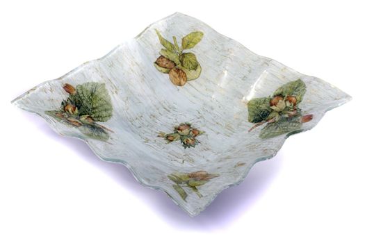 Close up view of a salad dishware isolated on a white background.