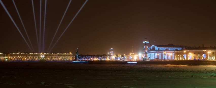 Night view of the waterfront in St. Petersburg
