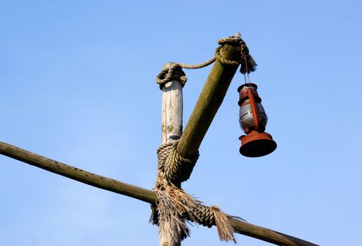 Old rusty oil lamp