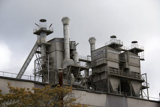 Pipes on a roof of the big manufacture