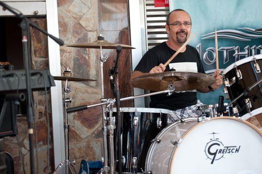 CANARY ISLANDS - OCTOBER 1: Drummer Oliver Gil playing in the band Nothin 2lose October 1, 2011 in Las Palmas, Canary Islands, Spain
