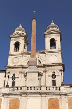 famous Trinita dei Monti, Renaissance titular church in Rome, Italy
