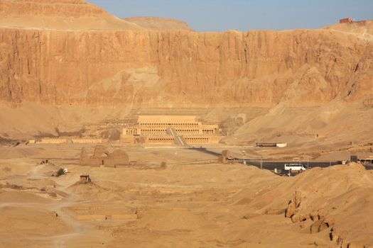 Temple of Queen Hatshepsut Luxor aerial shot