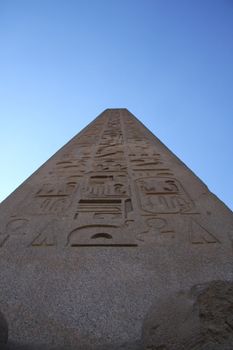 Obelisk Karnak Temple Luxor, Egypt, copy space, clear blue sky