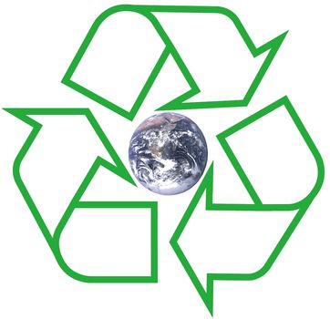 earth within green recycle symbol