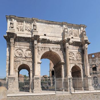 The Arch of Constantine near the Colosseum in Rome, Italy