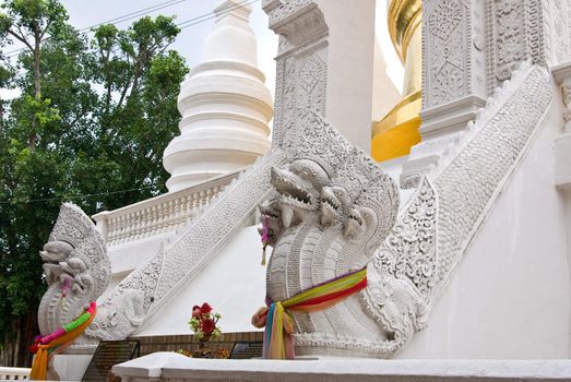 Native Thai style of Dragon statue in Wat Suan Dok, ChiangMai, Thailand