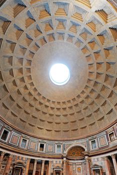 interior of the pantheon in rome italy, built in 126 ad