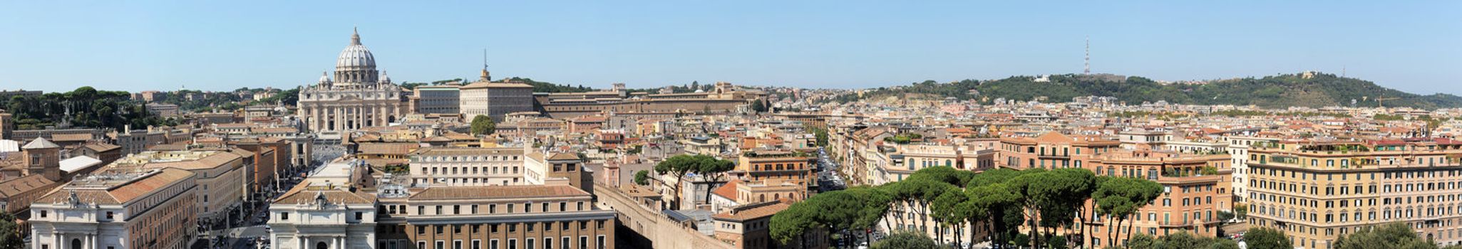 panorama of Rome and basilica Saint Peter