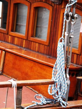 Old wooden boat exterior at harbor, no person