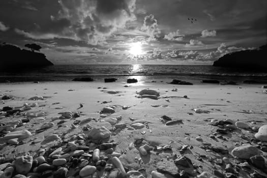 Sunset at Jeremi beach on Curacao, Caribbean