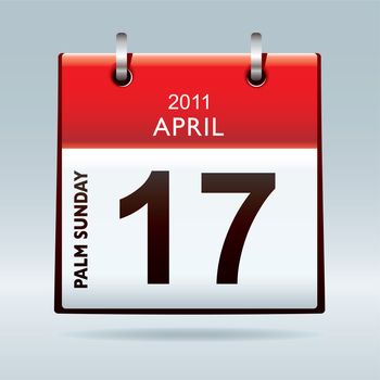 Palm sunday calendar 2011 icon or concept with red top