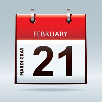 Mardi Gras Calendar 2012 icon with red banner date reminder
