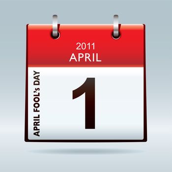 April fools day calendar icon with red banner and drop shadow background