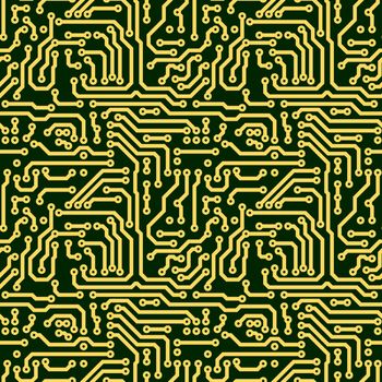 Abstract seamless texture - green electronic circuit board
