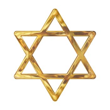 Golden star of David isolated on white