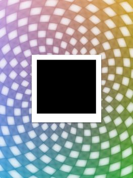 Instant photo on a chequered abstract background