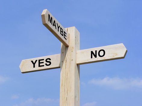 Signpost with Yes No and Maybe text