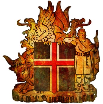 old isolated over white coat of arms of iceland