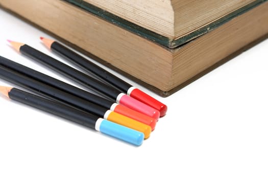 Back to school concept with books and pencils 