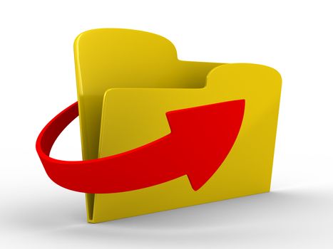 Yellow computer folder on white background. Isolated 3d image