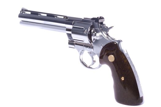 Close up view of a airsoft gun isolated on a white background.