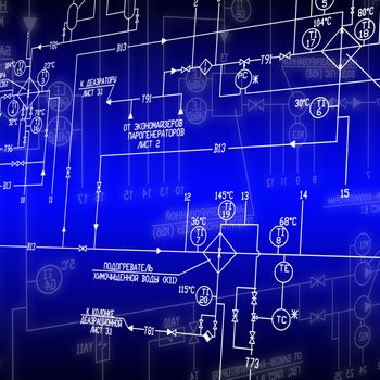 The engineering scheme of connection of the heat-mechanical equipment