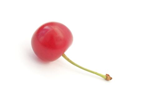 A single ripe cherry isolated on white background