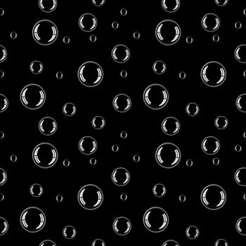 Seamless texture - white bubbles on a black background