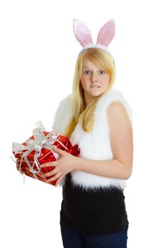 A young woman dressed as a rabbit was a gift