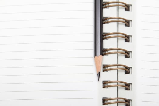 Lined spiral diary with a black pencil