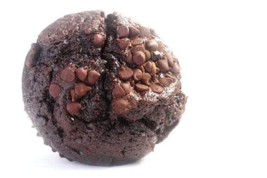 Chocolate muffin isolated on the white background