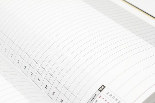 White lined diary page with black numbers