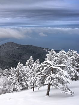 Crimea in the winter. View from Ay Petri mountain.