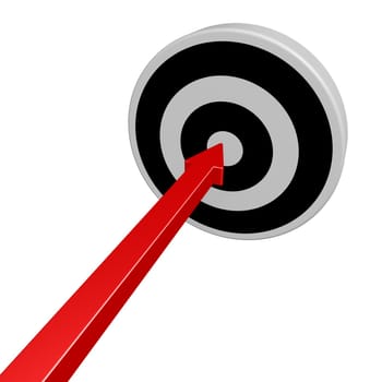 target and arrow on white background - 3d illustration