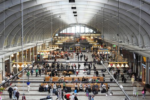 Stockholm Central with a lot of commuters. Sweden