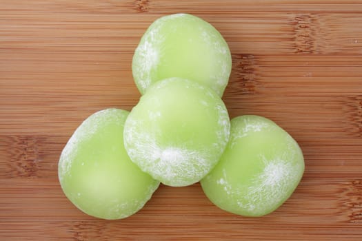 Group of green japanese rice cakes