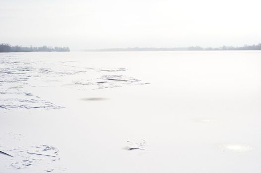 Dnipro river in the winter. Ukraine