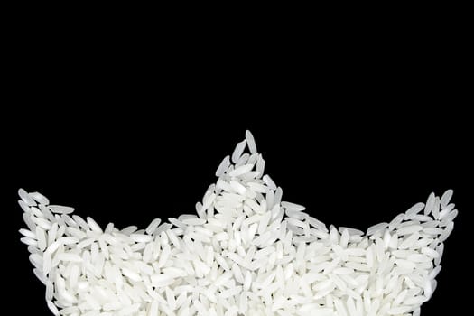 White rice on black background