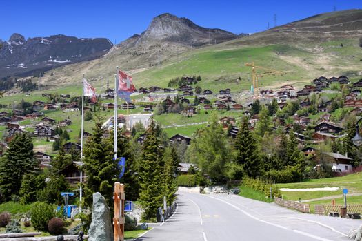 details of skiing resort, Swiss Alps, Verbier, Switzerland