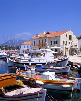 The harbour at Fiskardo on the greek island of Kefalonia