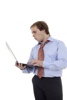 young business man with a personal computer