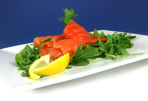 Smoked salmon on a plate